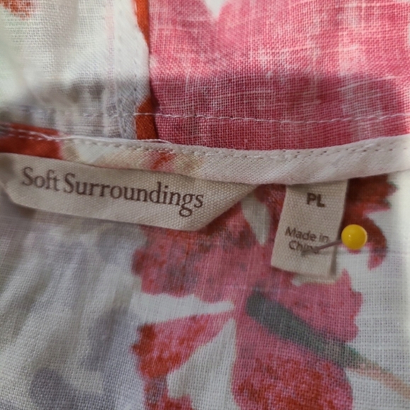 Soft Surroundings Women SZ PL Linen floral hooded sleeveless tunic cottage core - Picture 2 of 11